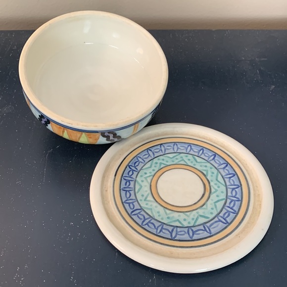 Glazed Pottery Butter or Cheese Server Dish - Picture 2 of 6